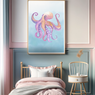 K17 "Ozeanische Eleganz" - Aquarell Oktopus-Poster