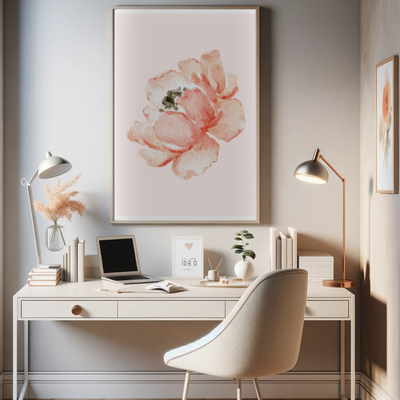 W20 Aquarell Blumenposter 'Orange Blüte' – Sanfte Eleganz für Ihr Zuhause