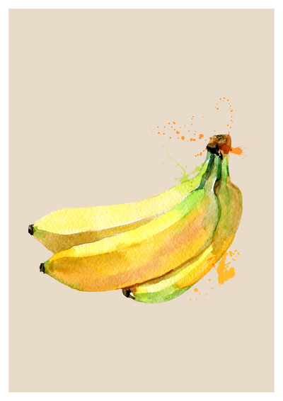"Geschmack von Tropen" - Bananen-Aquarell-Poster