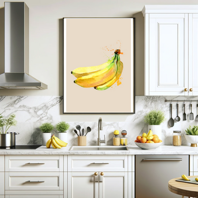 "Geschmack von Tropen" - Bananen-Aquarell-Poster