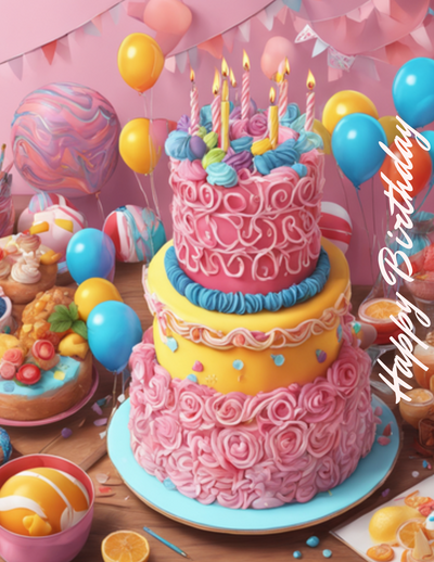 Geburtstagskarte mit Liebe und Torte - Verschenken Sie Freude in Rosa