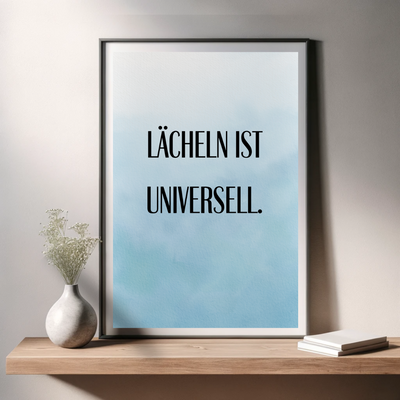 Inspirierendes Typografie-Poster „Lächeln ist universell“ - Wanddekor für ein positives Zuhause
