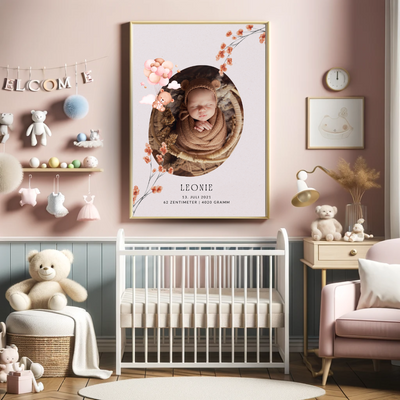 Personalisiertes Geburts-Poster mit Foto – Erinnerungsstück zur Geburt