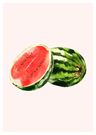 "Sommerfrische" - Das Wassermelonen-Aquarell-Poster