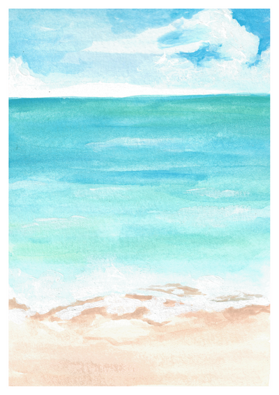W18 Strandparadies Aquarell-Poster – Bringen Sie die Küste zu sich nach Hause